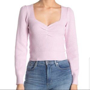 ASTR The Label Sweetheart Neck Crop Sweater, Small